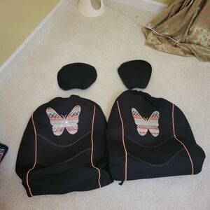 Butterfly Design Car Seat Covers - Black